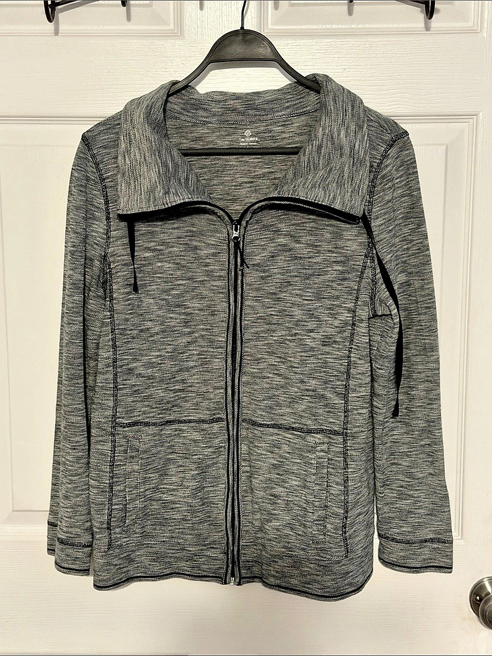 Talbots T by Talbots Space Dye Full Zip Jacket Gray Large